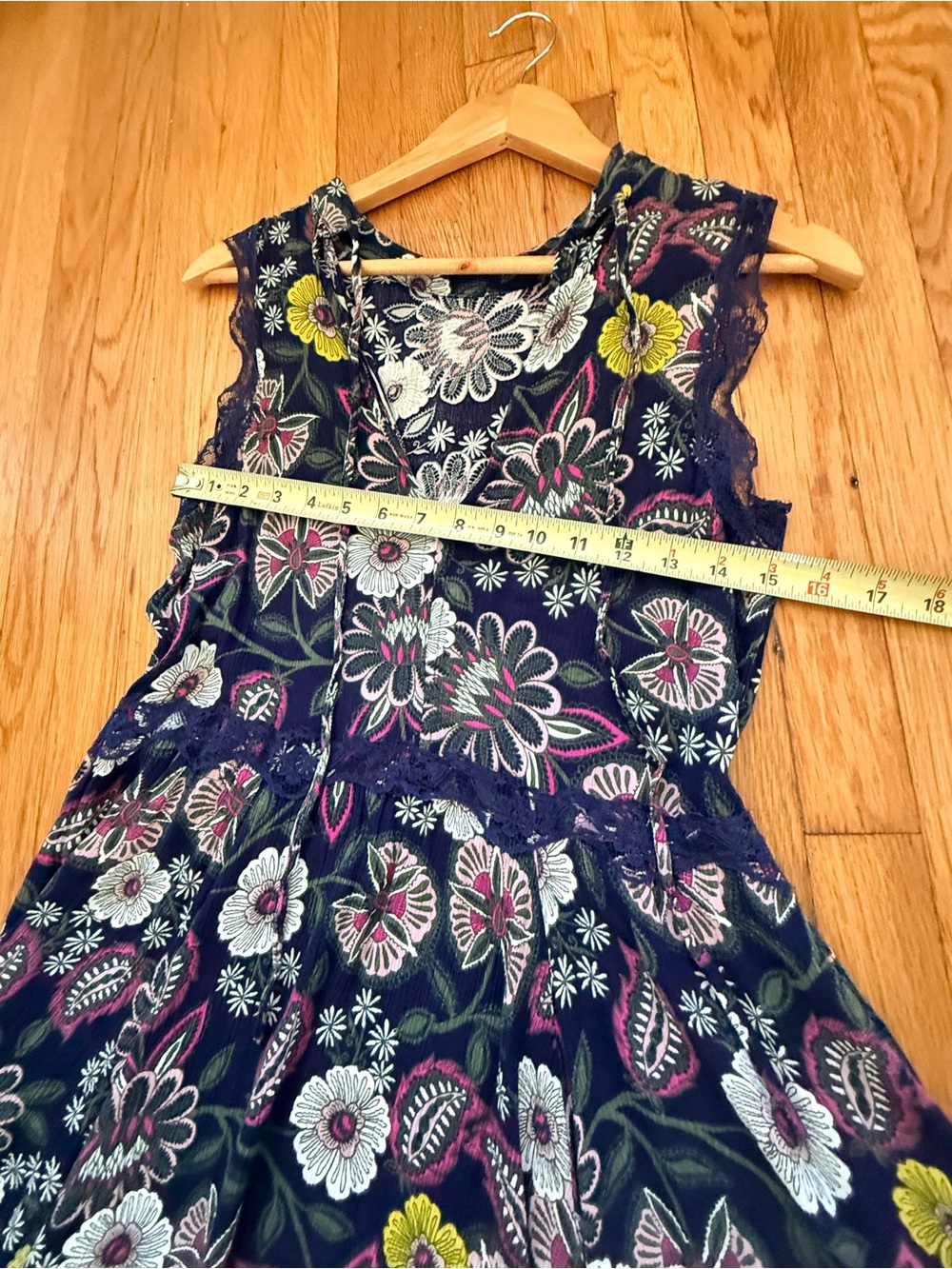 libby.edelman Navy Floral Swing Dress | XS | Boho Cottagecore Summer Dress - Picture 6 of 7